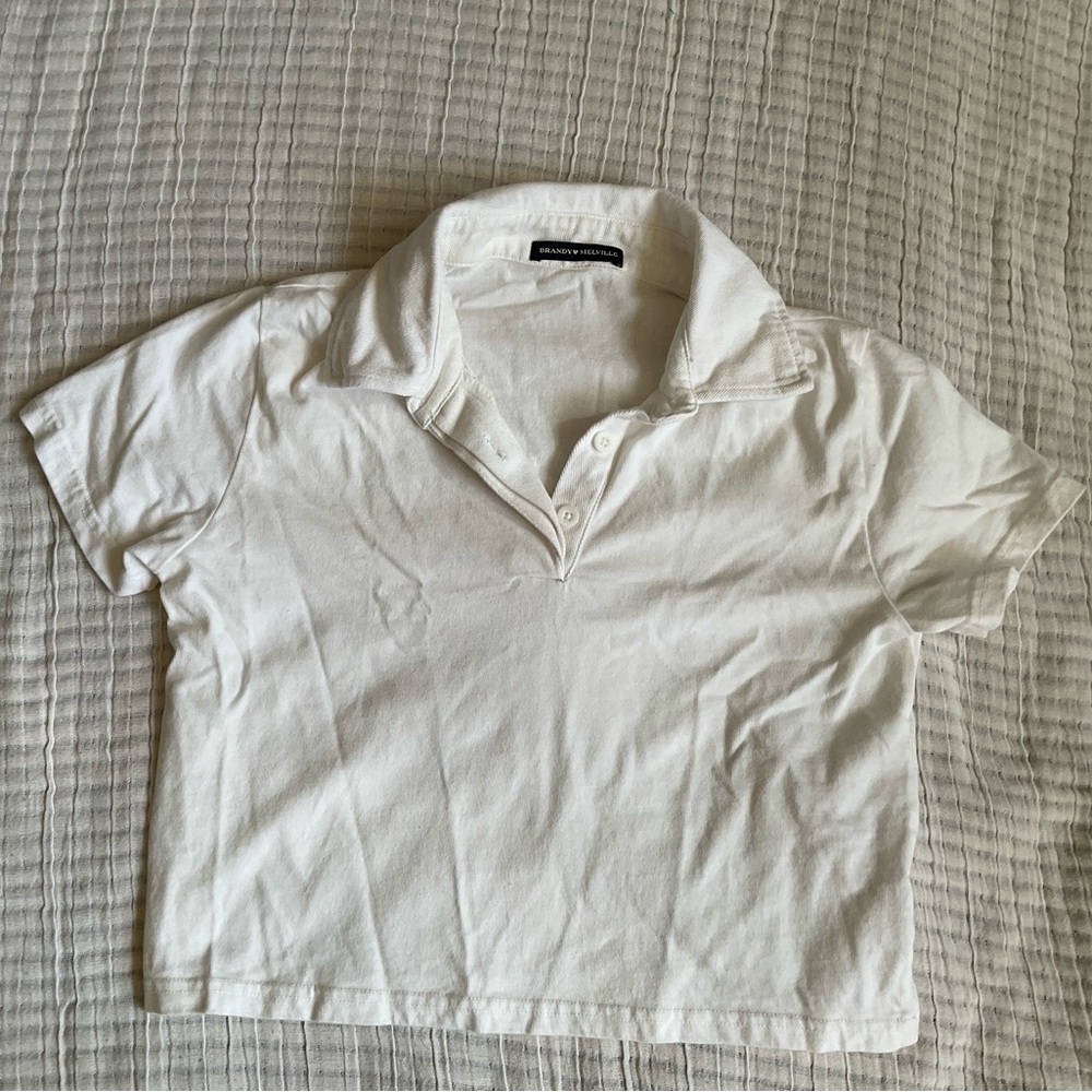 Brandy Melville White Collared Polo Shirt